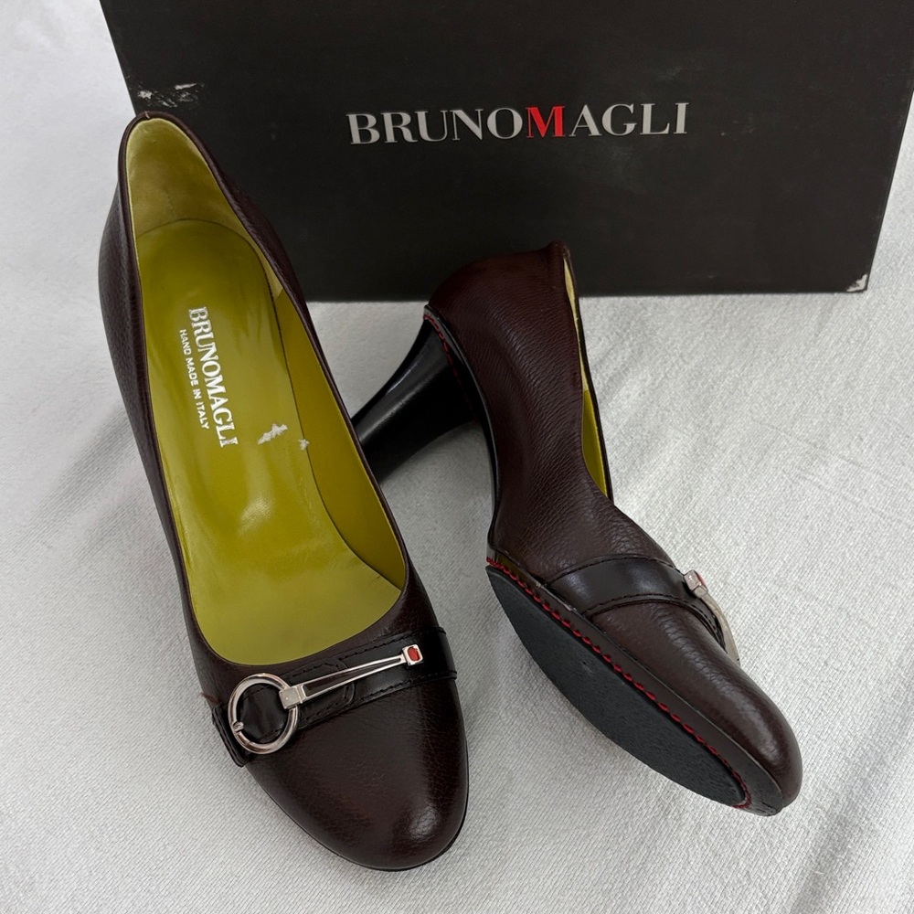 Bruno Magli Dark Brown Leather Heels